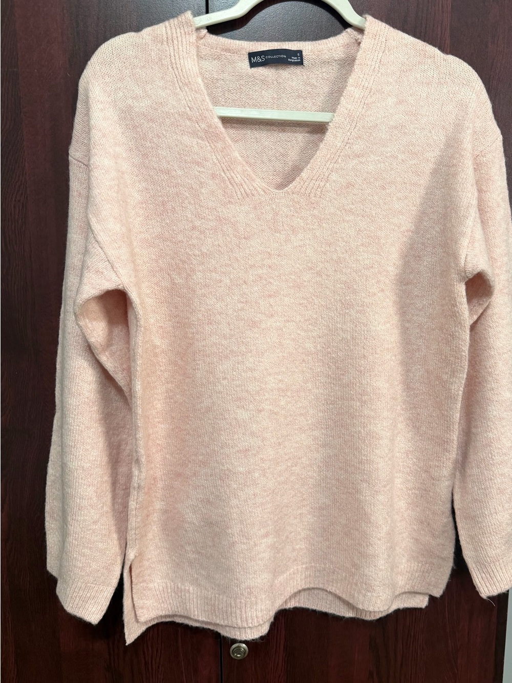 M&S Collection Pink V-Neck Jumper Size Small Pullover Knit Sweater Women(NWOT)
